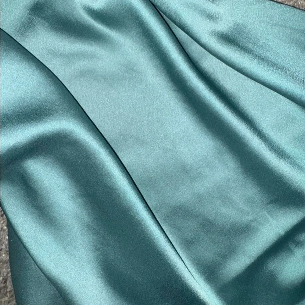 Teal Satin Slip Dress - Picture 2 of 2